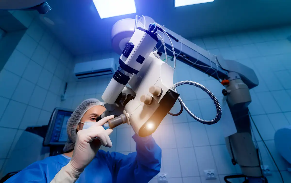 prk laser being used in a vision correction procedure by a doctor