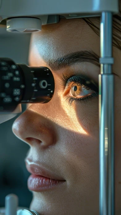 female patient during eye exam