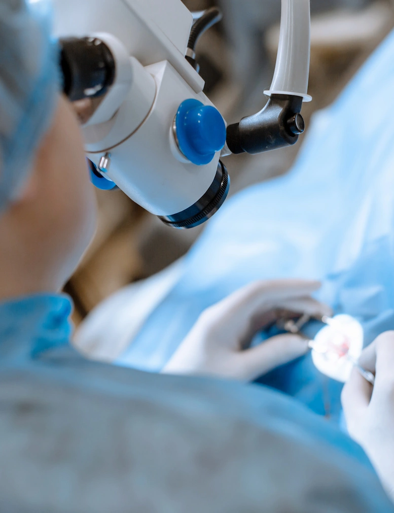 eye surgeon during procedure